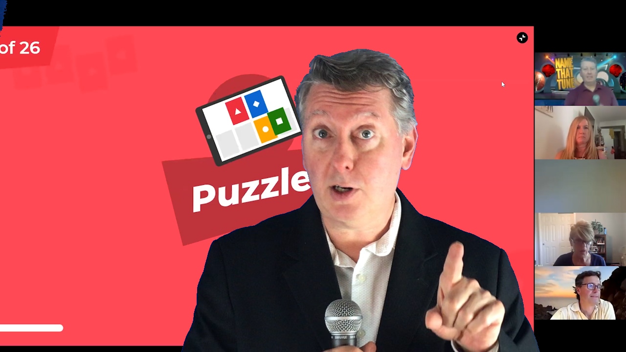 A man holding a microphone.