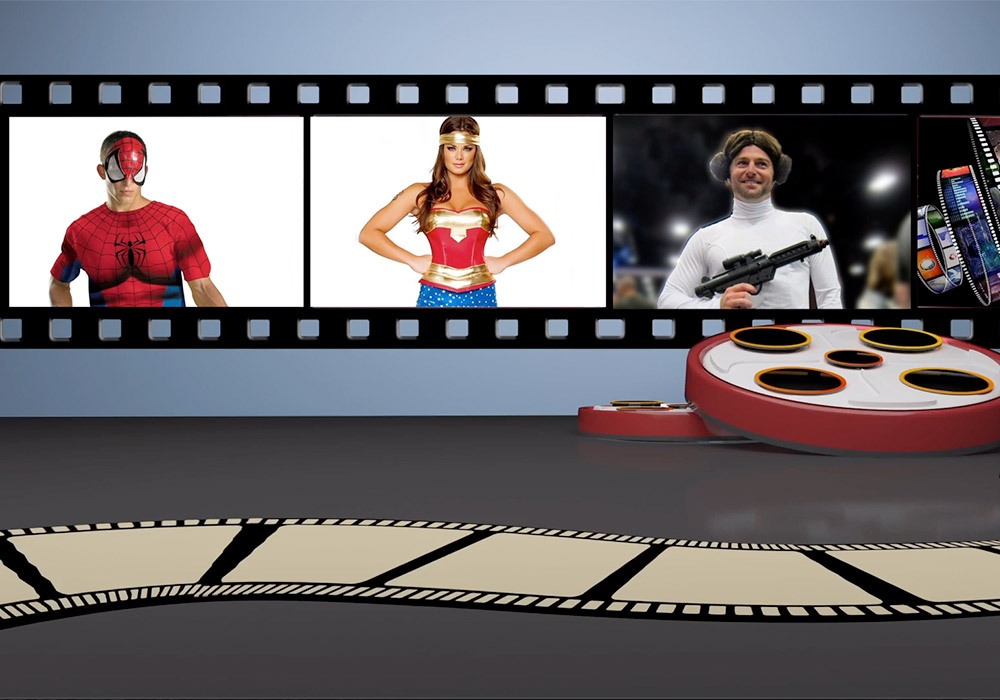 A movie strip with a movie reel and a movie strip.