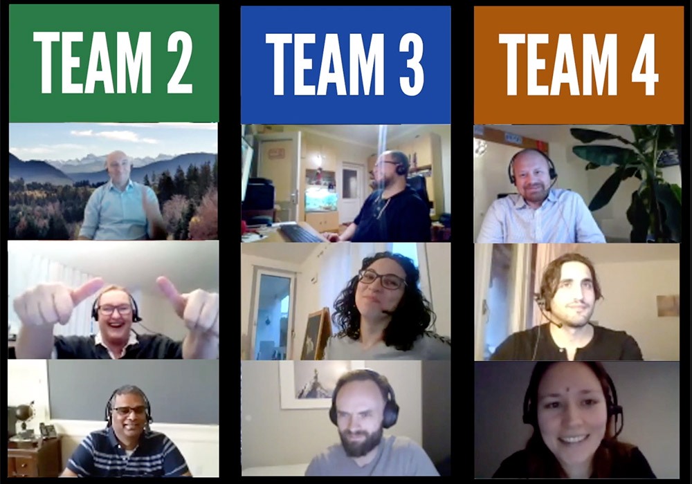 A group of people on a video call.