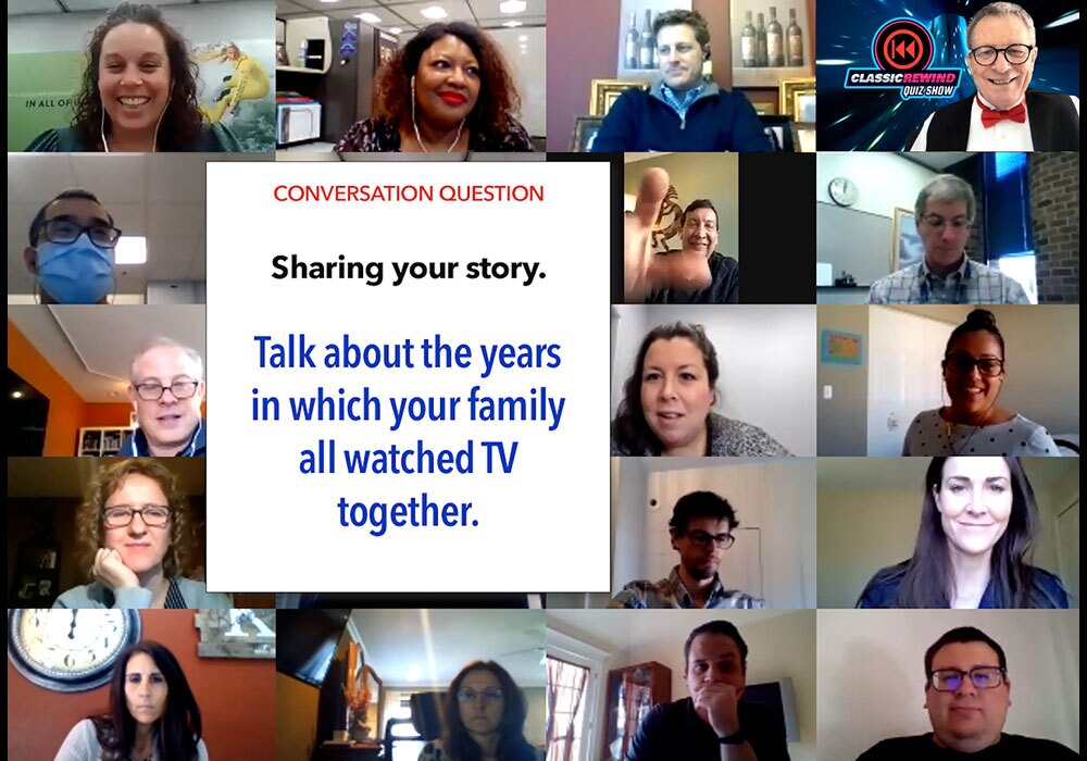 A group of people talking about the years in which they watched tv.