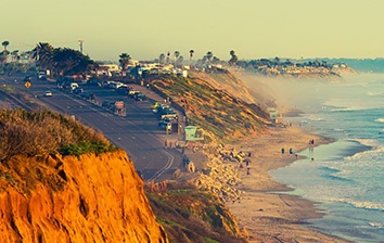 A cliff overlooking the ocean.