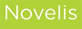 The novellis logo on a green background.