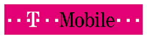 T mobile logo on a pink background.