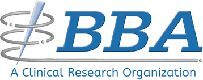 Bba a clinical research organization logo.