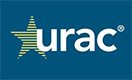The urac logo on a blue background.
