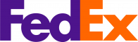 Fedex logo on a black background.
