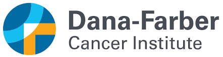 Dana-Farber Cancer Institute logo featuring a circular design with blue, orange, and light blue segments next to the name in dark gray text.