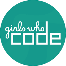 Logo of Girls Who Code, an organization promoting female participation in technology, featuring white text on a teal circular background.