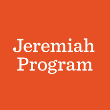 Logo with a solid orange background featuring the text "Jeremiah Program" in white.