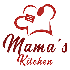 Logo of "Mama's Kitchen" featuring a stylized red chef's hat with a spoon and spatula, with the text "Mama's Kitchen" in cursive below.