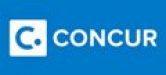 C concur logo on a blue background.