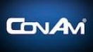 Conam logo on a blue background.