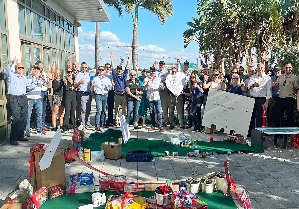 A group of people posing for a picture.
