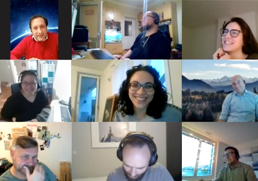 A collage of people with headsets.