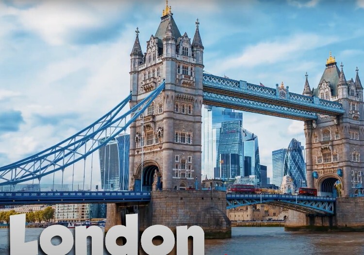 Tower bridge in london with the words london.