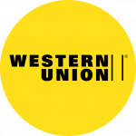 The western union logo on a yellow circle.