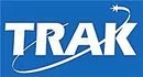 The trak logo on a blue background.