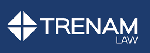 Trenam law logo on a blue background.