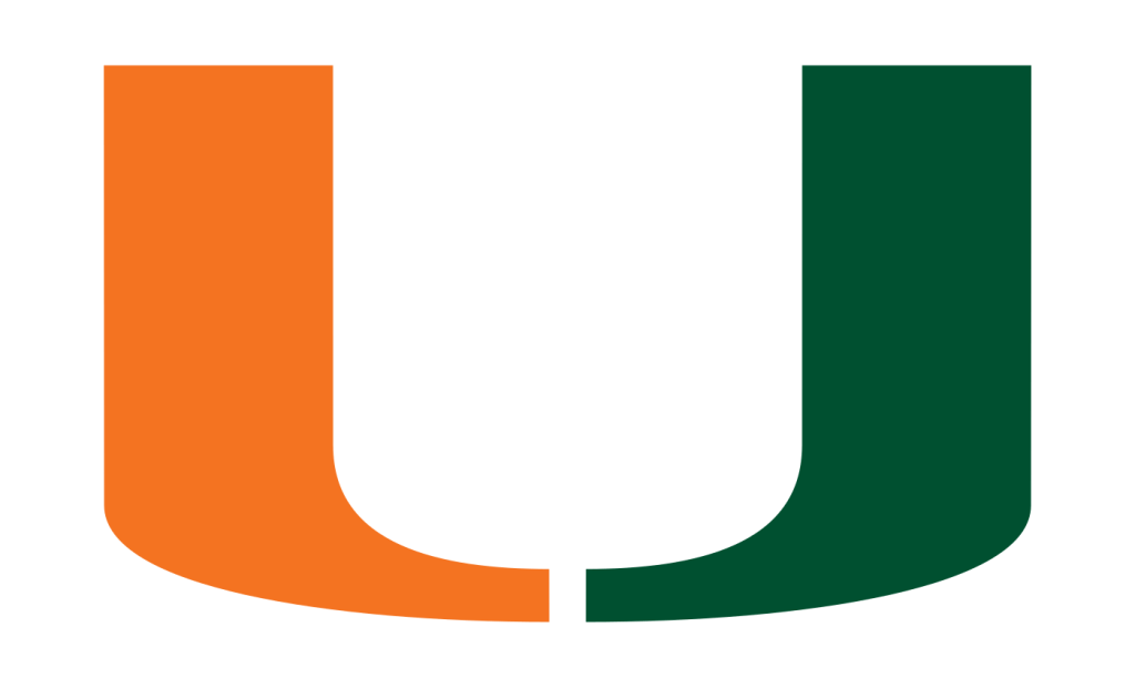 The miami hurricanes logo on a white background.