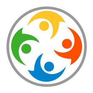 A colorful logo of a group of people in a circle.