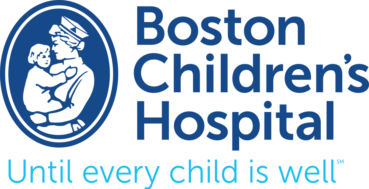 Logo of the Boston Children's Hospital featuring an adult holding a child with the tagline "Until every child is well".