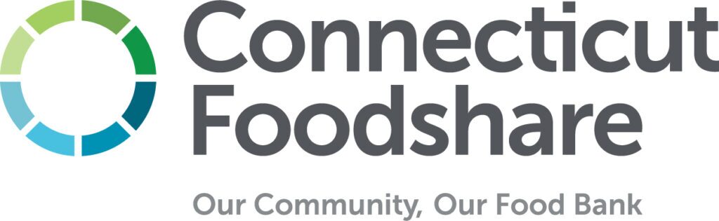 The logo for Connecticut Foodshare, featuring a circular gradient design and the text: "Connecticut Foodshare. Our Community, Our Food Bank.