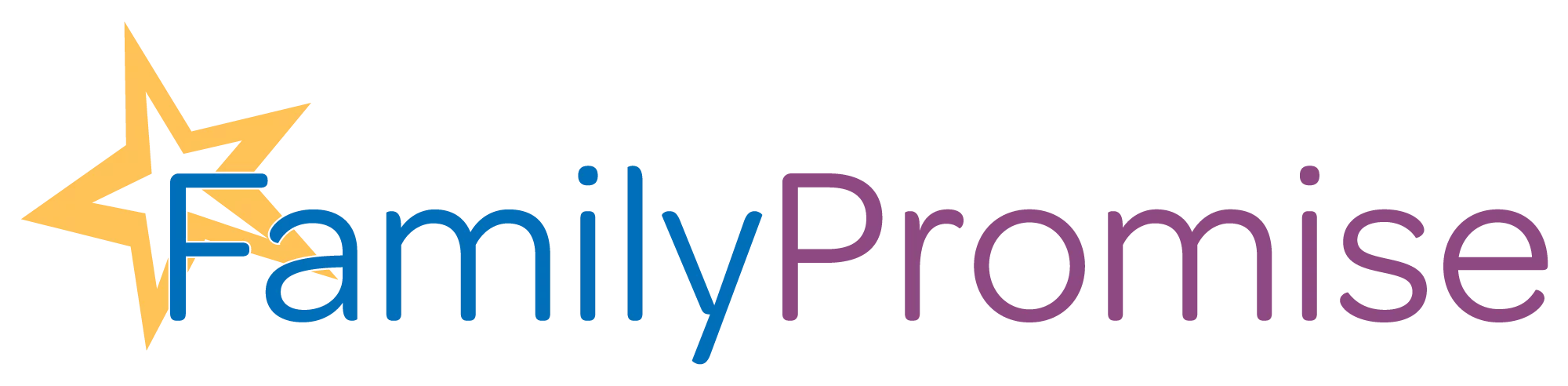Family Promise logo with a golden star design on the left and the words "Family Promise" in blue and purple fonts respectively.