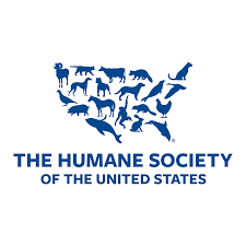 The logo of The Humane Society of the United States features blue animal silhouettes forming the shape of the United States above the organization's name.
