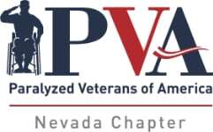 Logo of the Paralyzed Veterans of America, Nevada Chapter, featuring a person in a wheelchair saluting, with the letters 'PVA' prominently displayed.