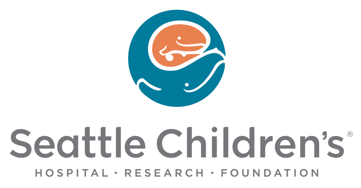 Logo of Seattle Children's, featuring an orange child's profile within a stylized womb, surrounded by text: "Seattle Children's Hospital Research Foundation".