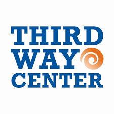 Logo of Third Way Center with blue uppercase text and an orange swirl design to the right of the "Y" in "WAY" on a white background.