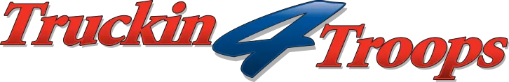Truckin 4 Troops" logo with red text and a blue stylized number "4".