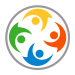 A colorful logo of a group of people in a circle.